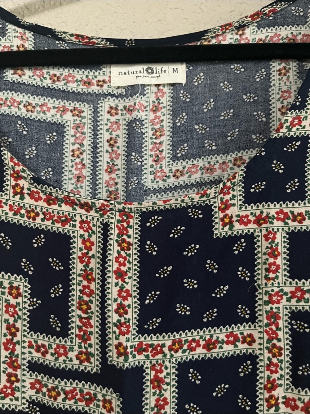 Women’s Navy Patchwork Square-Neck Midi Dress - Picture 5 of 8